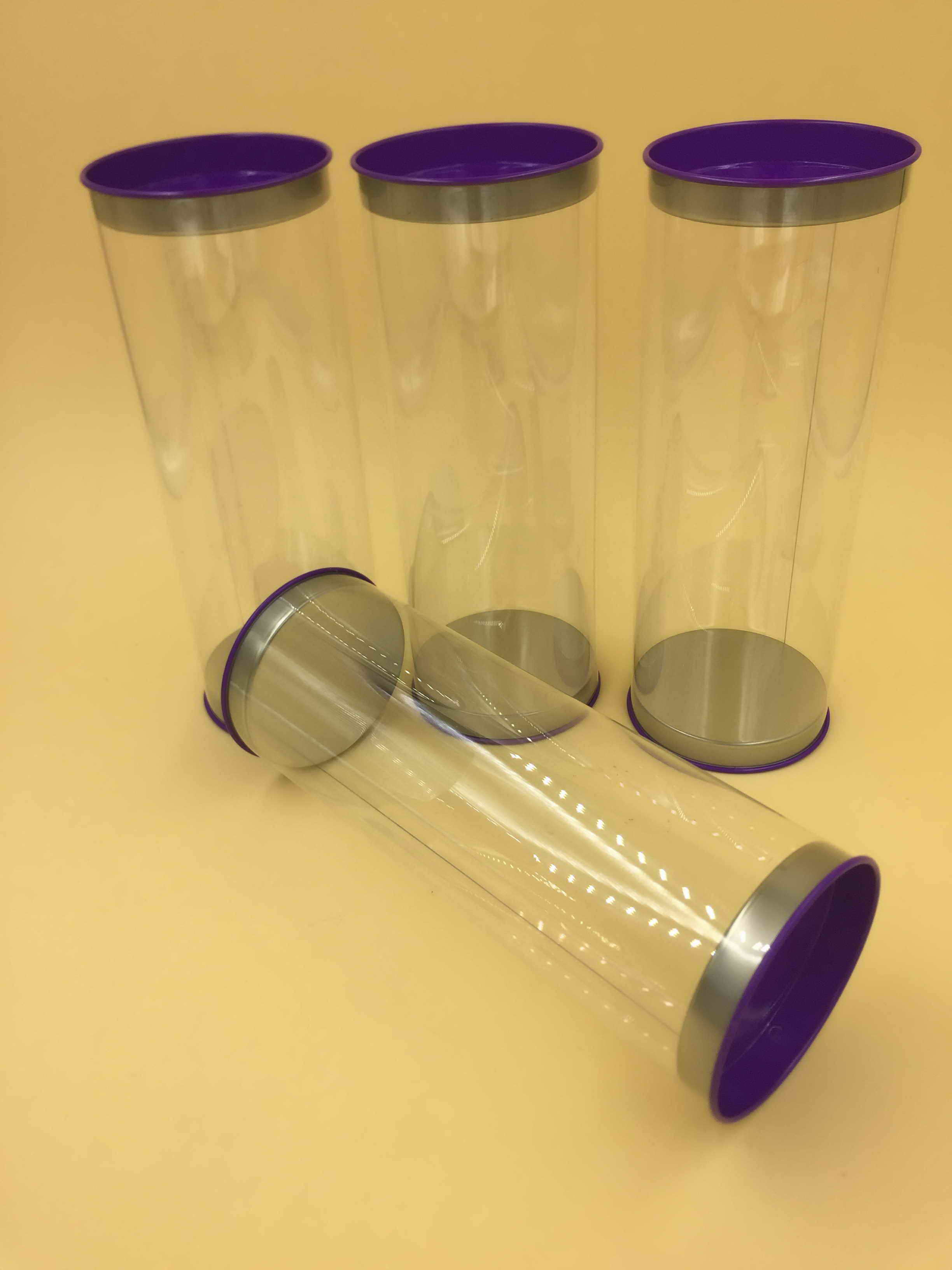 clear plastic tube with tinplate lids,clear plastic tube with metal